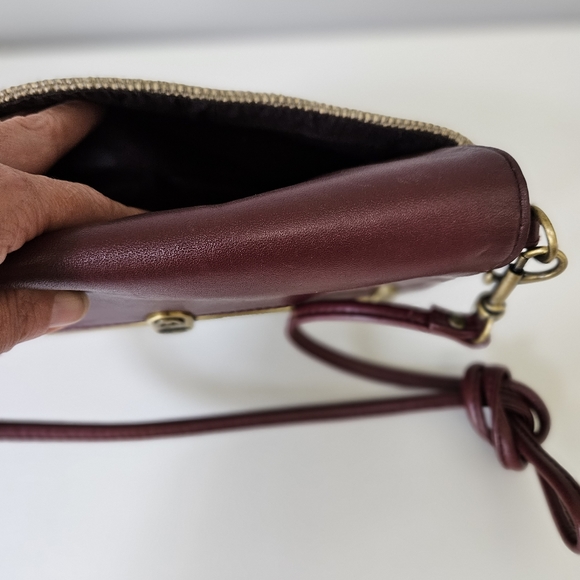 Vintage Etienne Aigner Shoulder Bag Jute & Leather Bag/ Clutch - Picture 12 of 15